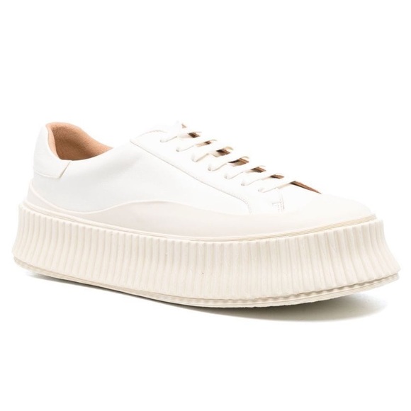 Jil Sander platform leather flatform white sneakers size 39 luxe designer - Picture 5 of 13